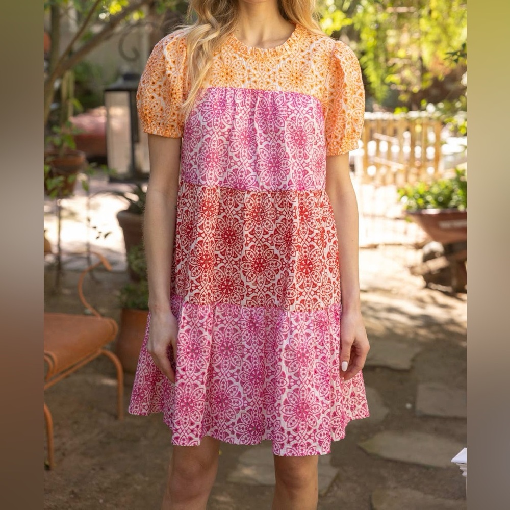 Voy Multi color Eyelet Embroidery Dress